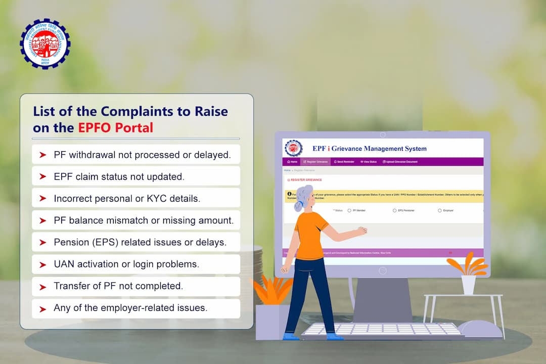 List of the Complaints to Raise on the EPFO Portal List of the Complaints to Raise on the EPFO Portal